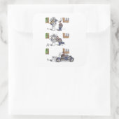 バイクもしくは自転車に乗る人アットミュージアム大四角ステッカー スクエアシール (バッグ)