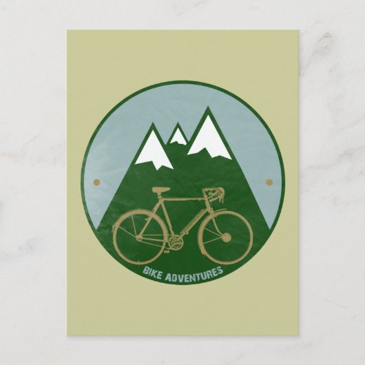 バイクもしくは自転車に乗る人アドベンチャー，山 ポストカード (正面)