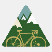 バイクもしくは自転車に乗る人アドベンチャー，山 三角形シール (正面)