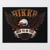 バイクもしくは自転車に乗る人イーグルは無料オートバイのショップになる ウィンドウサイン (シート)