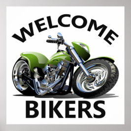 バイクもしくは自転車に乗る人ウェルカムサイン ポスター