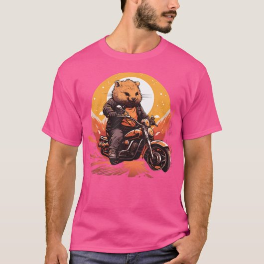 バイクもしくは自転車に乗る人ウォンバットライディングバイク Tシャツ (正面)