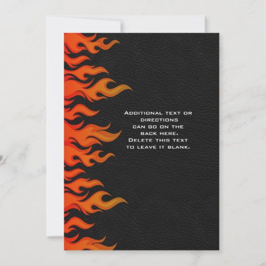 バイクもしくは自転車に乗る人オートバイブラックレザーフレイズ招待状 招待状 (裏面)