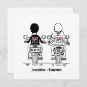 バイクもしくは自転車に乗る人カスタムオートバイ夕べ結婚式招待状 招待状 (正面/裏面)