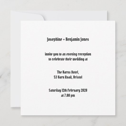 バイクもしくは自転車に乗る人カスタムオートバイ夕べ結婚式招待状 招待状 (裏面)