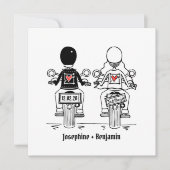 バイクもしくは自転車に乗る人カスタムオートバイ夕べ結婚式招待状 招待状 (正面)