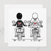 バイクもしくは自転車に乗る人カスタムオートバイ夕べ結婚式招待状 招待状 (正面/裏面)