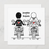 バイクもしくは自転車に乗る人カスタムオートバイ夕べ結婚式招待状 招待状 (正面/裏面)