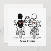バイクもしくは自転車に乗る人カスタムオートバイ夕べ結婚式招待状 招待状 (正面/裏面)