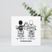 バイクもしくは自転車に乗る人カスタムオートバイ夕べ結婚式招待状 招待状 (スタンド正面)