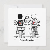 バイクもしくは自転車に乗る人カスタムオートバイ夕べ結婚式招待状 招待状 (正面)