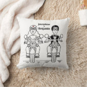 バイクもしくは自転車に乗る人カスタムオートバイ結婚のギフト投げクッション クッション (ブランケット)