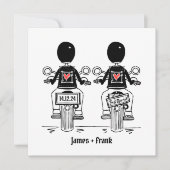 バイクもしくは自転車に乗る人カスタムツールームズオートバイゲイ結婚ズ 招待状 (正面)