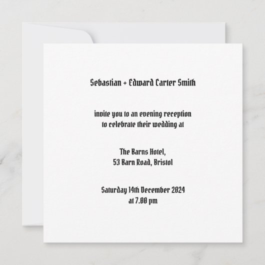 バイクもしくは自転車に乗る人カスタムツールームズオートバイ夕べ結婚ズ 招待状 (裏面)