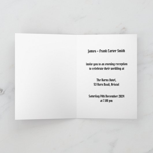 バイクもしくは自転車に乗る人カスタムツールームズオートバイ夕べ結婚ズ 招待状 (内部)