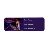 バイクもしくは自転車に乗る人ガールとビッグ目チョッパー革ジャケット ラベル (正面)