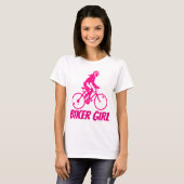 バイクもしくは自転車に乗る人ガール、レディースBICYCLE Tシャツ (正面フル)