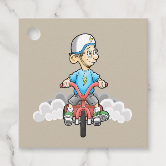 バイクもしくは自転車に乗る人キッズ フェイバータグ (正面)