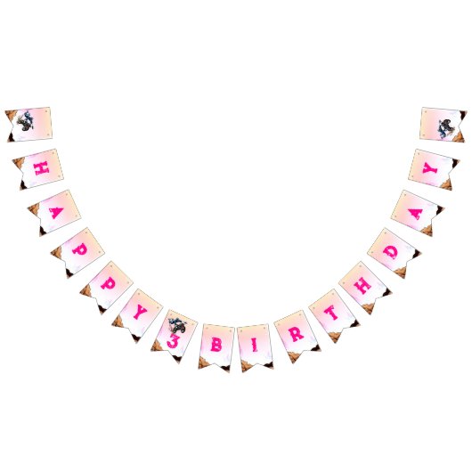 バイクもしくは自転車に乗る人キッドダートスタントバイク誕生日バンティングフラグ バンティングフラッグ (全)