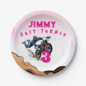 バイクもしくは自転車に乗る人キッドダートスタントバイク誕生日紙プレート ペーパープレート (正面)