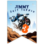 バイクもしくは自転車に乗る人キッドダートスタントバイク誕生日 バンティングフラッグ (第3の旗)