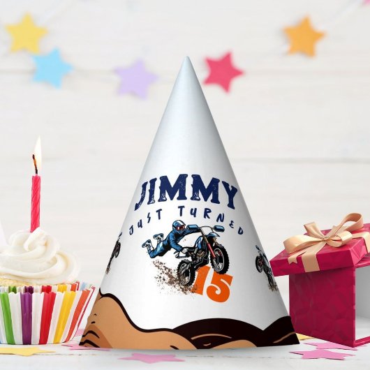 バイクもしくは自転車に乗る人キッドダートスタントバイク誕生日 パーティーハット