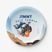 バイクもしくは自転車に乗る人キッドダートスタントバイク誕生日 ペーパープレート (正面)