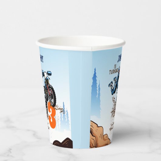 バイクもしくは自転車に乗る人キッドダートスタントバイク誕生日 紙コップ (右)