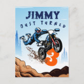 バイクもしくは自転車に乗る人キッドダートスタントバイバースデーパーティーカード シーズンポストカード (正面)