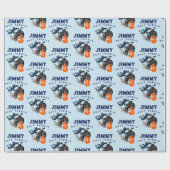 バイクもしくは自転車に乗る人キッドダートスタントバイバースデーパーティーカード ラッピングペーパー (フラット)