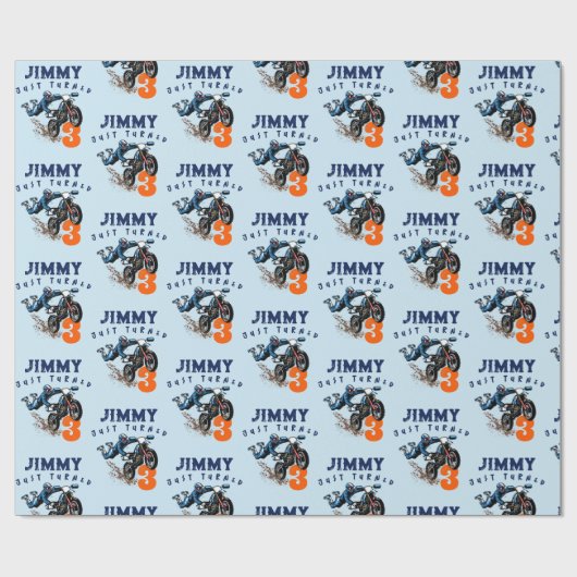 バイクもしくは自転車に乗る人キッドダートスタントバイバースデーパーティーカード ラッピングペーパー (フラット)