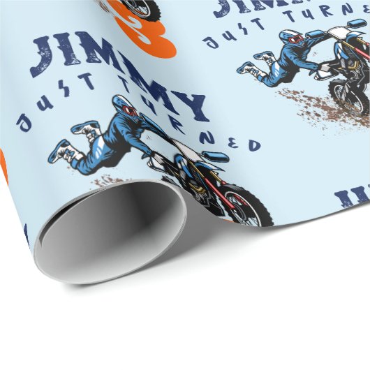 バイクもしくは自転車に乗る人キッドダートスタントバイバースデーパーティーカード ラッピングペーパー (ロールコーナー)