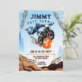 バイクもしくは自転車に乗る人キッドダートスタントバイバースデーパーティーカード 招待状 (スタンド正面)