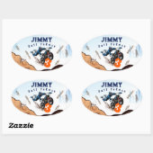 バイクもしくは自転車に乗る人キッドダートスタントバイバースデーパーティーカード 楕円形シール (シート)