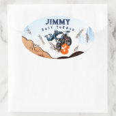 バイクもしくは自転車に乗る人キッドダートスタントバイバースデーパーティーカード 楕円形シール (バッグ)