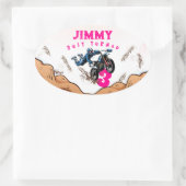 バイクもしくは自転車に乗る人キッドダートスタントバイバースデーパーティードカードオーバル 楕円形シール (バッグ)