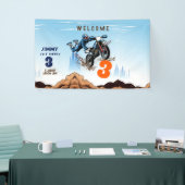 バイクもしくは自転車に乗る人キッドダートスタントバイバースデーパーティー 横断幕 (トレードショー)