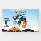 バイクもしくは自転車に乗る人キッドダートスタントバイバースデーパーティー 横断幕 (横)