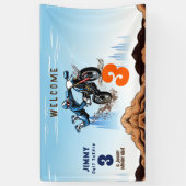 バイクもしくは自転車に乗る人キッドダートスタントバイバースデーパーティー 横断幕 (縦)