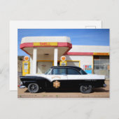 バイクもしくは自転車に乗る人クラシックパトロール車サービスステーション ポストカード (正面/裏面)