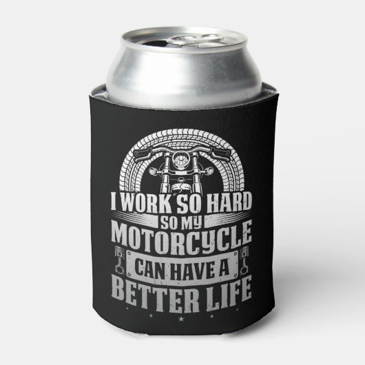 バイクもしくは自転車に乗る人クラシック作業懸命私のオートバイは持つことができ 缶クーラー (缶正面)