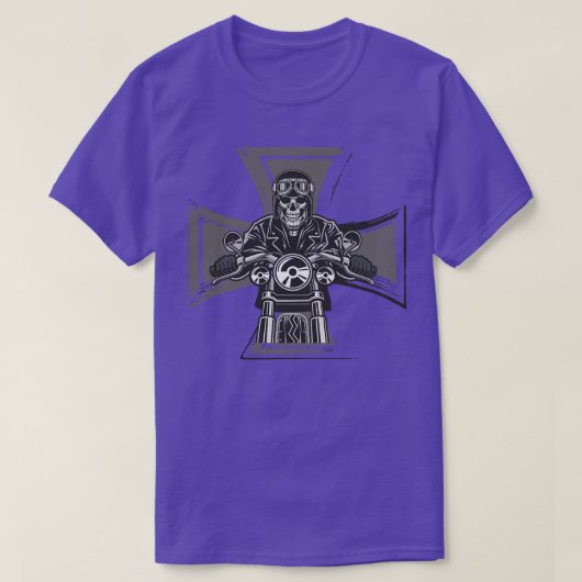 バイクもしくは自転車に乗る人クロスオートバイエンブレムスケルトン Tシャツ (デザイン正面)