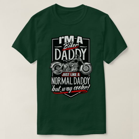 バイクもしくは自転車に乗る人クールパパバイク奏者 Tシャツ (デザイン正面)