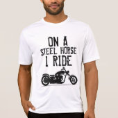 バイクもしくは自転車に乗る人クールTシャツ、スチールホースIライドTシャツ Tシャツ (正面)