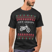 バイクもしくは自転車に乗る人グランドパオートバイ醜いクリスマスセーター Tシャツ (正面)