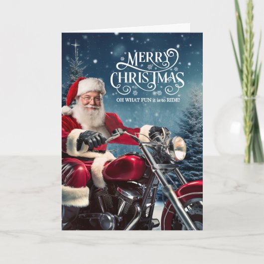 バイクもしくは自転車に乗る人サンタクリスマスウィーウィンターパインズ シーズンカード (正面)