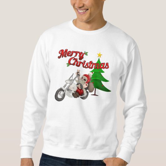 バイクもしくは自転車に乗る人サンタクリスマスススススワイシャツ スウェットシャツ (正面)