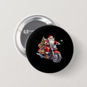 バイクもしくは自転車に乗る人サンタクロースオンバイクおもしろいクリスマスビキ 缶バッジ (正面&裏面)
