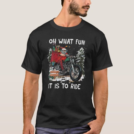 バイクもしくは自転車に乗る人サンタクロースAバイク Tシャツ (正面)