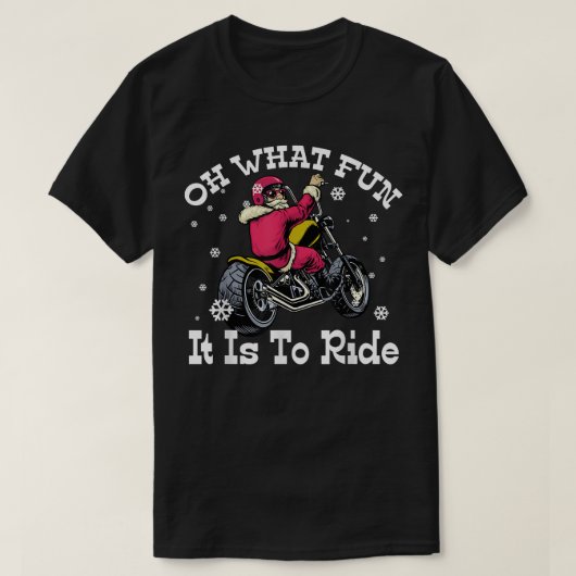バイクもしくは自転車に乗る人サンタバイクああ何おもしろいFに乗る Tシャツ (デザイン正面)